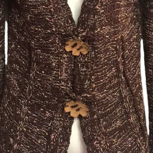 BCBGMAXAZRIA Chunky Knit Vintage Cardigan Sweater L Longline Funky Art to Wear - Picture 3 of 6